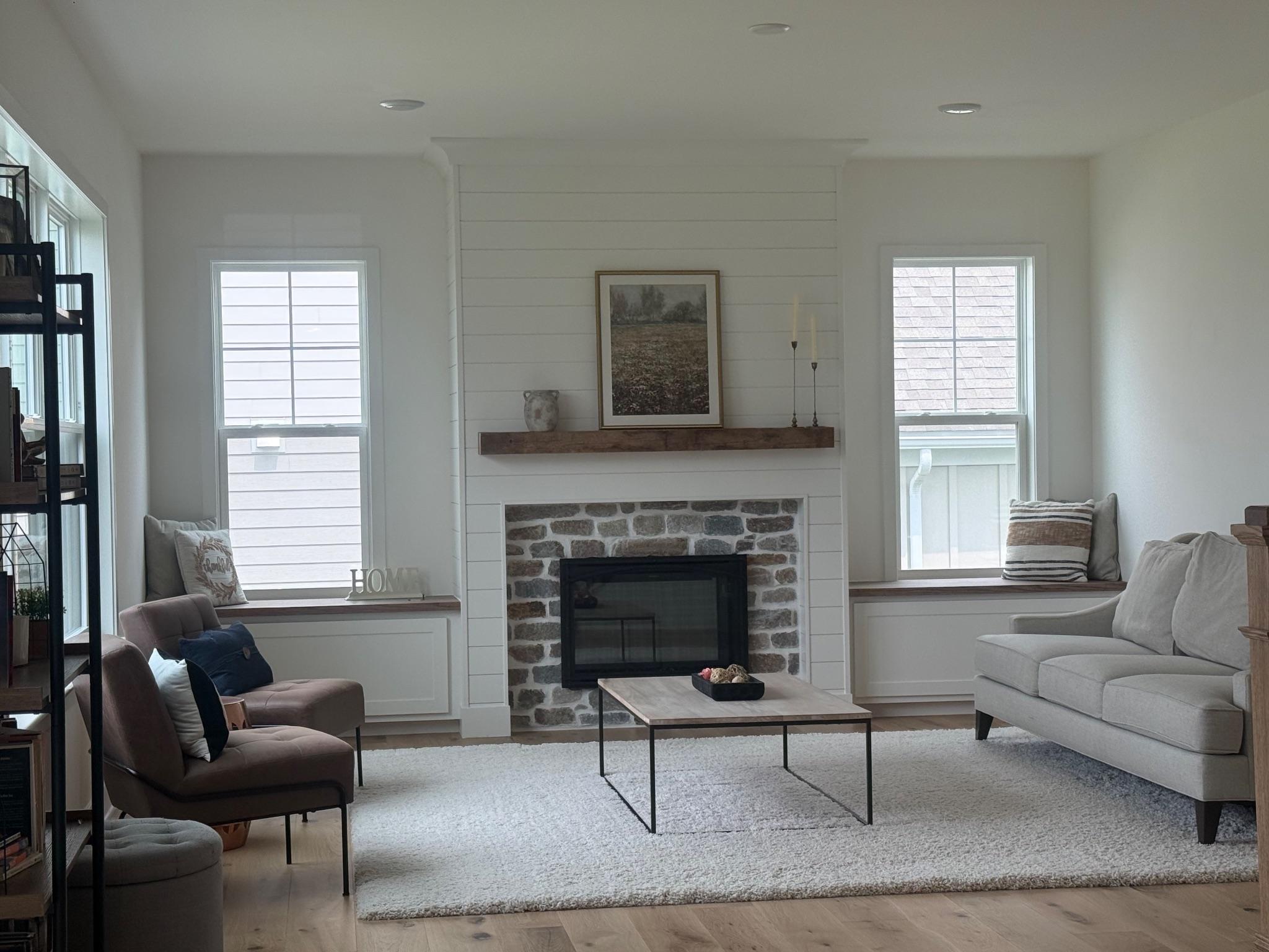 Fireplace and drawers